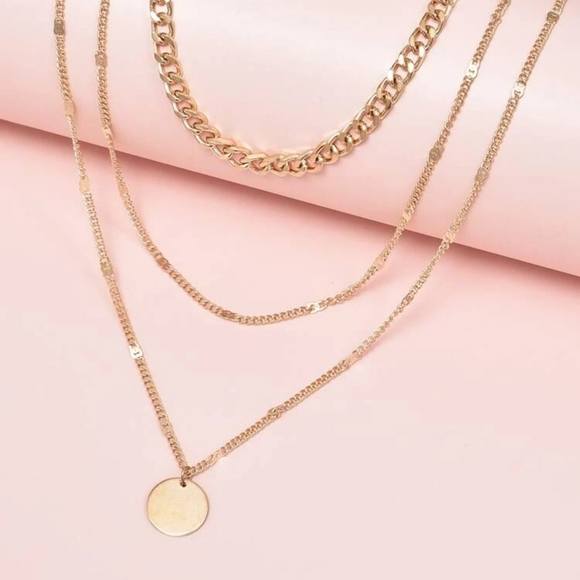 LILLIAN DISC PENDANT CHAIN LAYERED NECKLACE - Picture 4 of 6